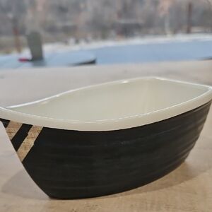 Home Decor 2 Blue and White Plastic Boat Shape Bowls. Use For Decor Or Chip Dip.